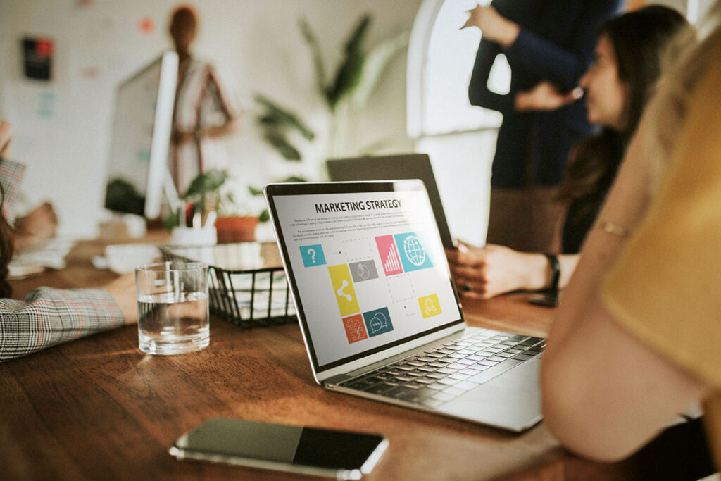 user researching marketing strategies