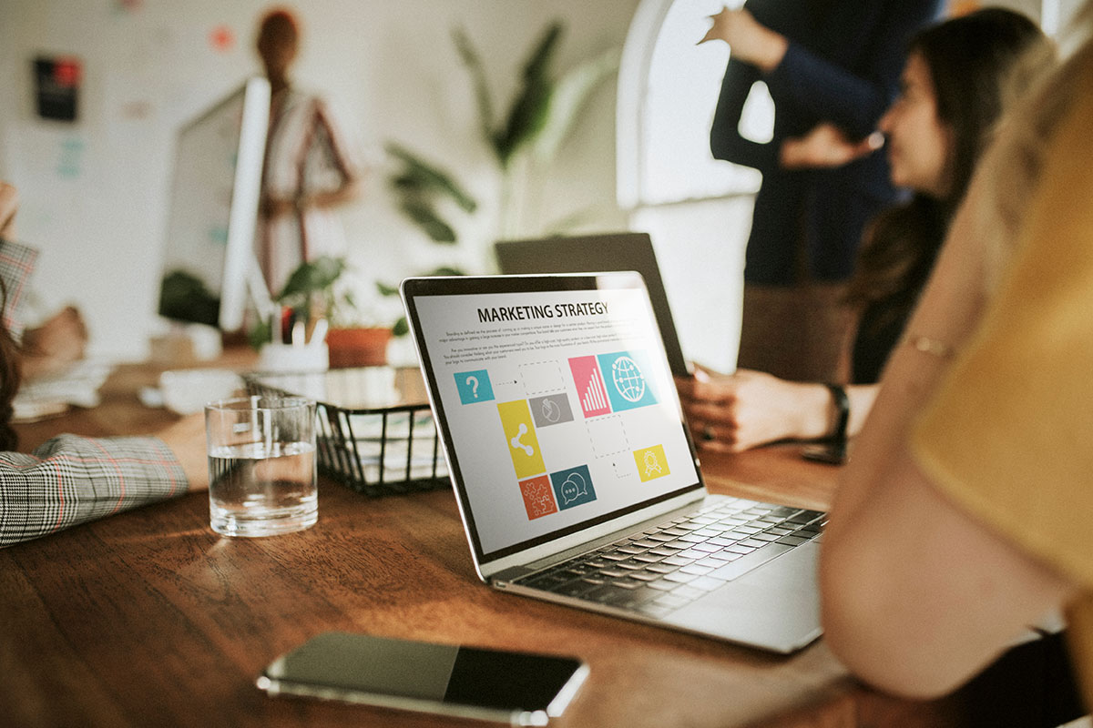 user researching marketing strategies